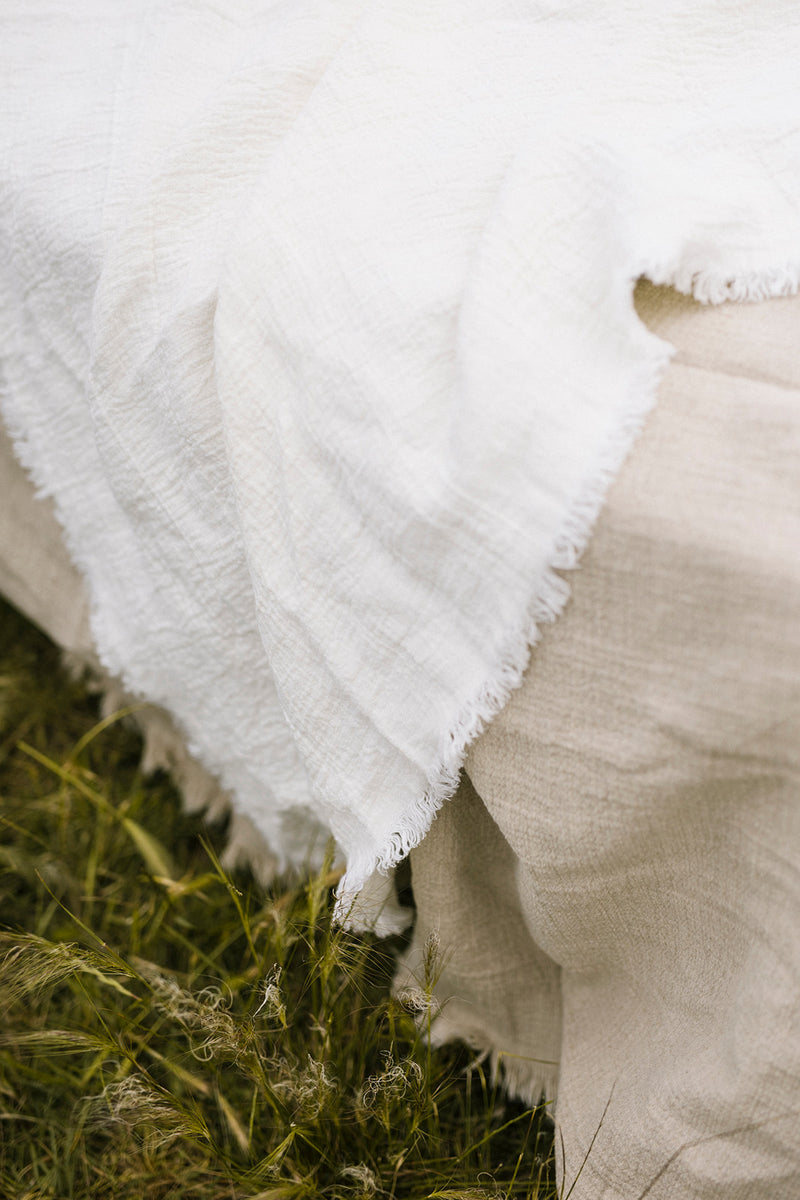 Ivory Oversize Linen Throw The White Linen Company